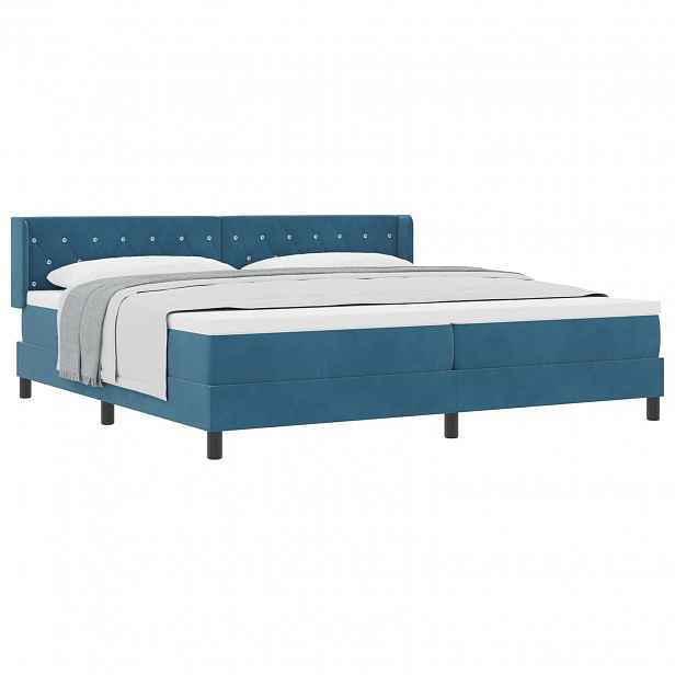 vidaXL Postel s boxspringem s čelo Tmavě modrá 200 x 200 cm samet