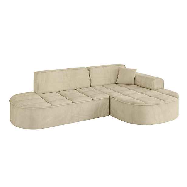 ALTDECOR ROHOVÁ SEDAČKA s otomanem, pravá TARO-L1 243x171x79,5 Béžová Velur