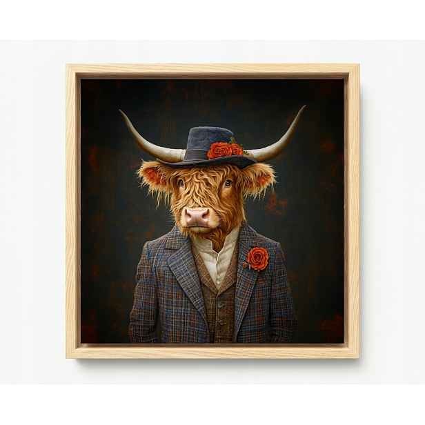 Obraz Rám Americký Box Portrét Skotsko Kráva Highland Gentleman 60x60