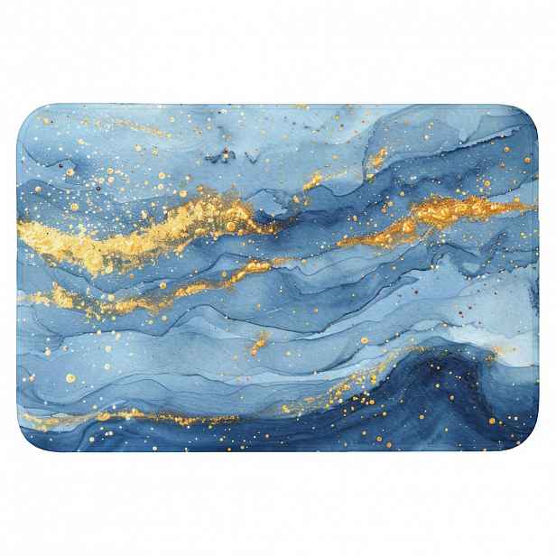 OnlyWow KOUPELNOVÁ PŘEDLOŽKA Akvarel - modrá - umění - zlatá - luxusní - moderní 90x60 cm
