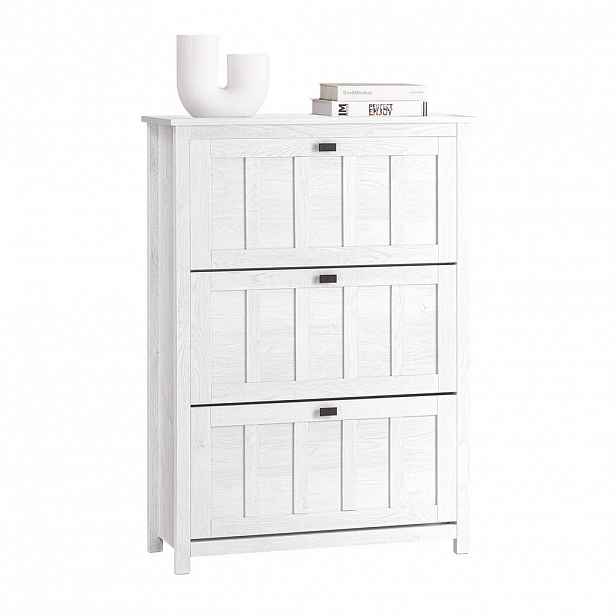 SoBuy BOTNÍK se třemi dveřmi Bílá 80x30x111cm Nordický