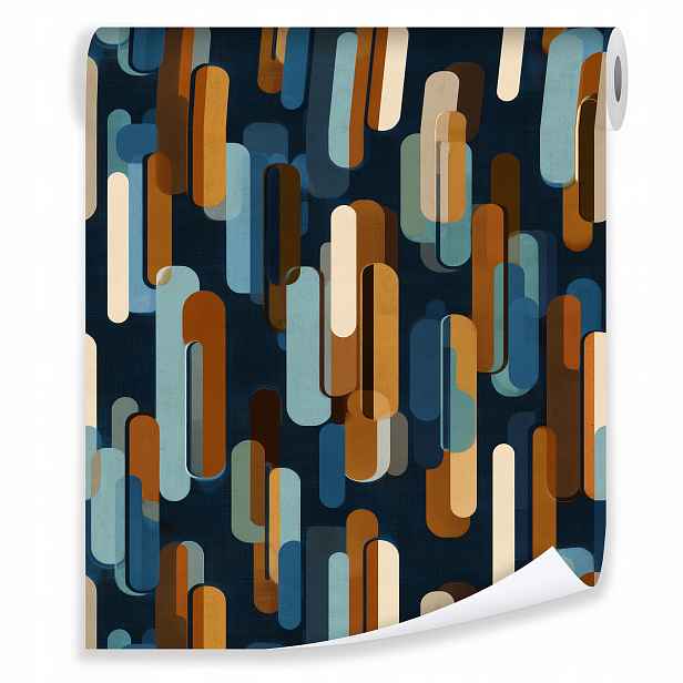 Tapeta v roli 3D Geometrie Retro Granátový Bronz Do Předsíně Obývacího pokoje