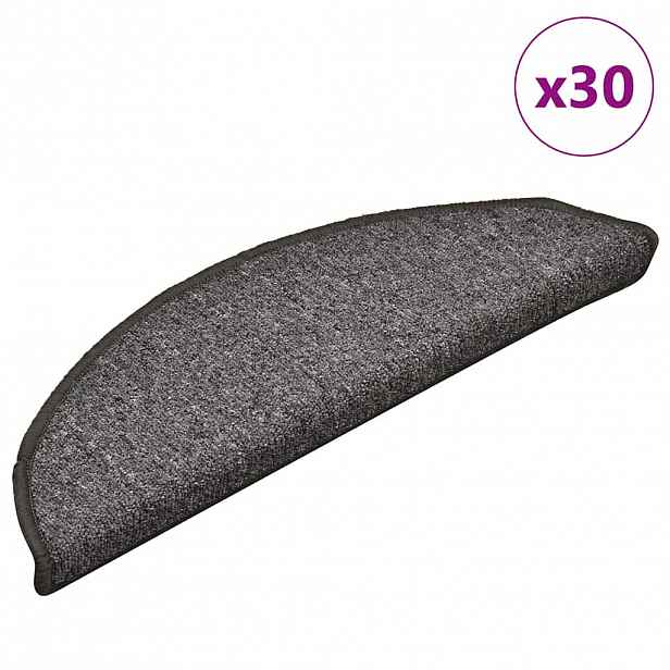 vidaXL Schodové rohože 30 ks 56 x 17 x 3 cm šedé a černé, půlkulaté