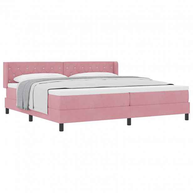 vidaXL Postel s boxspringem s čelo Růžová 200 x 200 cm samet