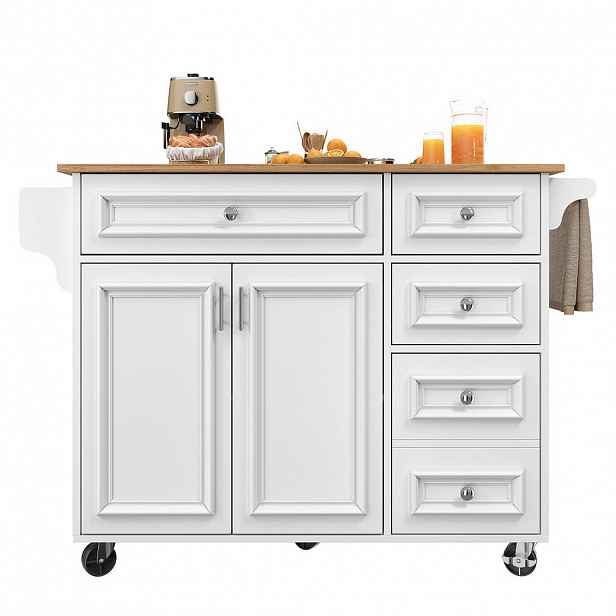 FLIEKS KUCHYŇSKÝ VOZÍK 110x45–75x92cm Úložný Bílý