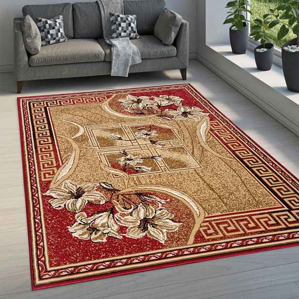 Vzorovaný koberec 80x150 cm LUKEN - červený / béžový