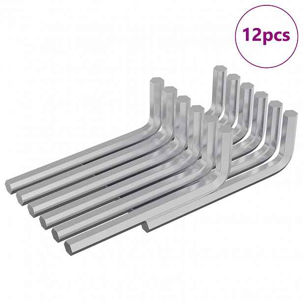vidaXL Šestihranný klíč 12 ks Stříbrná 32 x 86 mm Ocel
