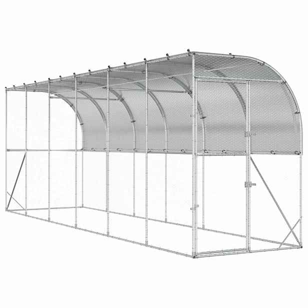 vidaXL Kurník proti zdi Stříbrná 600 x 150 x 215 cm Pozinkovaná ocel
