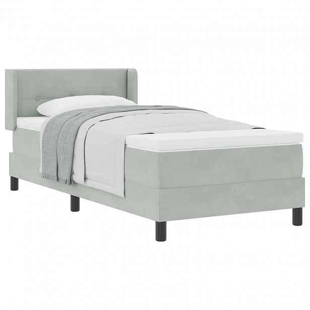 vidaXL Postel s boxspringem s čelo Světle šedá 200 x 80 cm samet