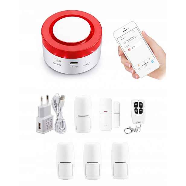 Bezdrátová Siréna Alarm WiFi Tuya Smart Polský 4PIR