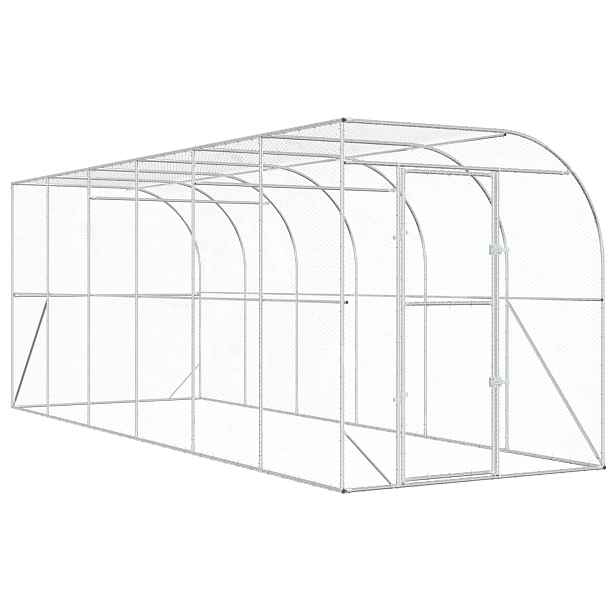 vidaXL Kurník proti zdi Stříbrná 600 x 150 x 215 cm Pozinkovaná ocel
