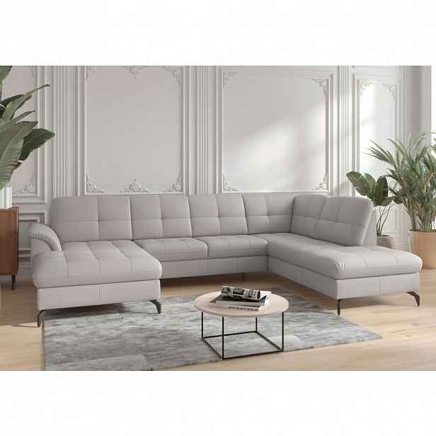 Sit & More SEDACÍ SOUPRAVA, textil, kůže, světle šedá