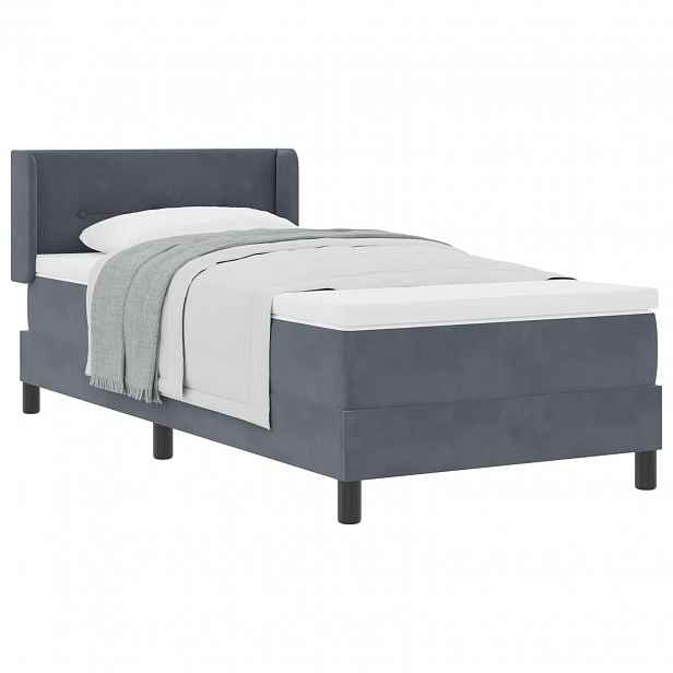 vidaXL Postel s boxspringem s čelo Tmavě šedá 200 x 80 cm samet