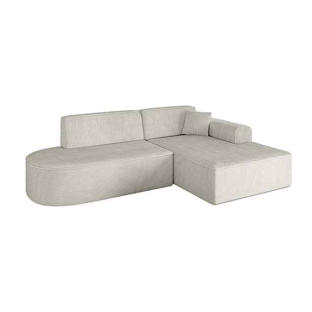 ALTDECOR ROHOVÁ SEDAČKA s otomanem, pravá IREA-L1-v3 232x165x77 Krémová Manšestr