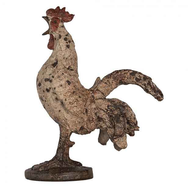 Béžová antik dekorace kokrhající kohout Rooster antique - 26*13*33 cm Clayre & Eef