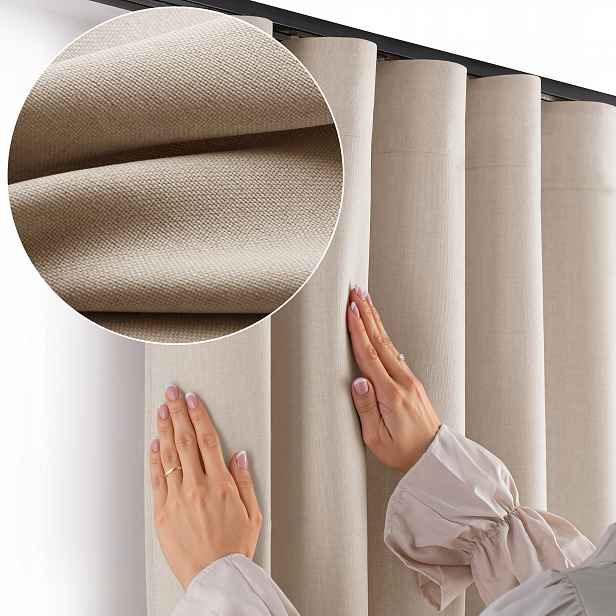 Filumi Závěs pletený len páska vlna do kuchyně Béžová 200x285