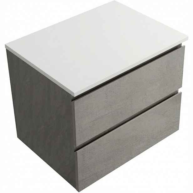Koupelnová skříňka Carole - betonově šedá + deska z lit. mramoru Elanys - 12 mm - bílá matná - 60x49,2x46 cm