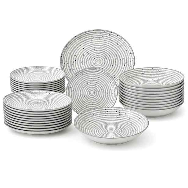 Obědová sada pro 12 osob 36 el. Porcelánová Šedá s pruhy
