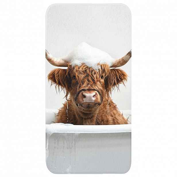 OnlyWow KOUPELNOVÁ PŘEDLOŽKA Scottish Highlander - Koupel - Kráva - Zvířata - Pěna 60x120 cm