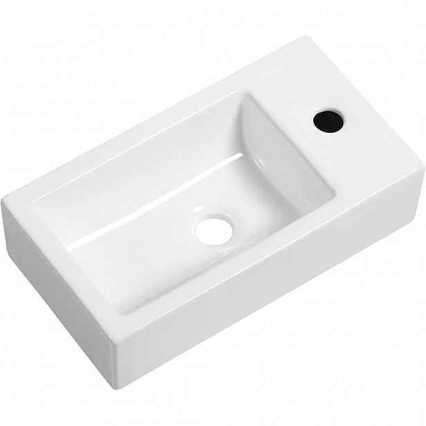Umývátko keramické Vivo - závěsné pravé - bílá lesklá - 45,5x25 cm