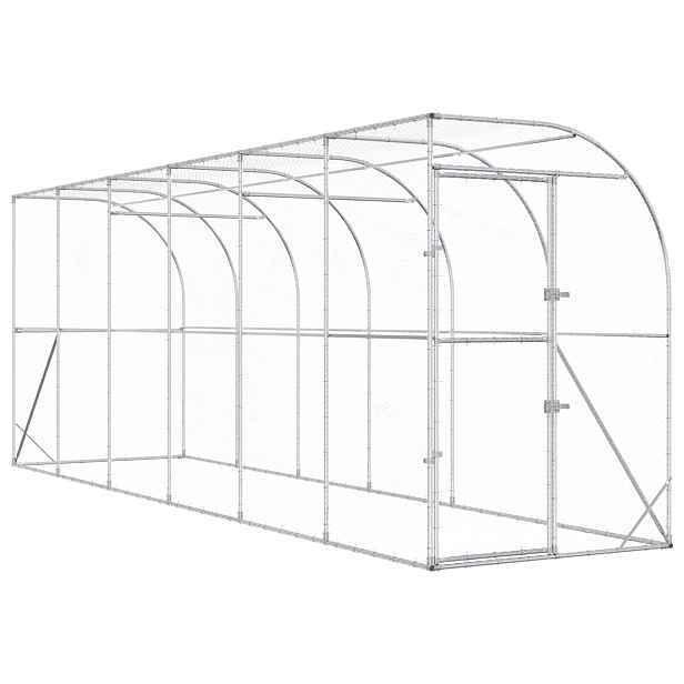 vidaXL Kurník proti zdi Stříbrná 600 x 150 x 215 cm Pozinkovaná ocel