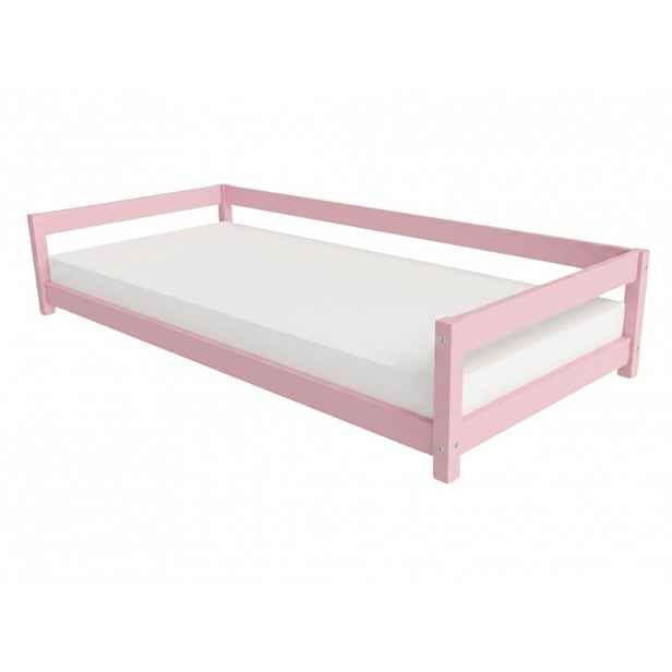 Benlemi Dětská postel LUCKY se zábranou Zvolte barvu: Pastelově růžová, Zvolte rozměr: 80x160 cm, Zvolte zábranu: S otevřeným vstupem