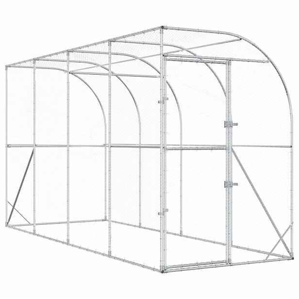 vidaXL Kurník proti zdi Stříbrná 600 x 150 x 215 cm Pozinkovaná ocel
