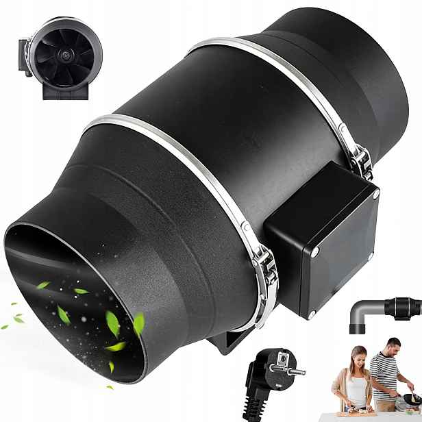 Kanálový Ventilátor 95 MM Tichý S Výkonnou Zástrčkou 220 M³/h Tichý 40 W Černý