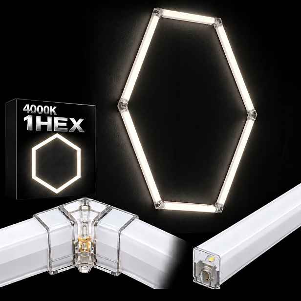 Osvětlení HEX1 Led bílé 42W kadeřnický salon 4000K 92x79 Cm silné