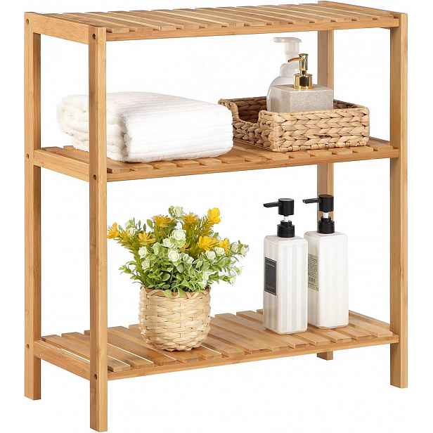 Praktický bambusový koupelnový regál na knihy, ozdoby na rostliny Boho 66 cm