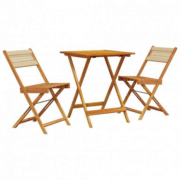 vidaXL 3dílný bistro set béžový polypropylen a masivní dřevo