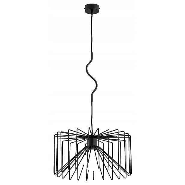 Závěsná lampa černá kovová, moderní, kulatá, 42 cm do ložnice Alfa