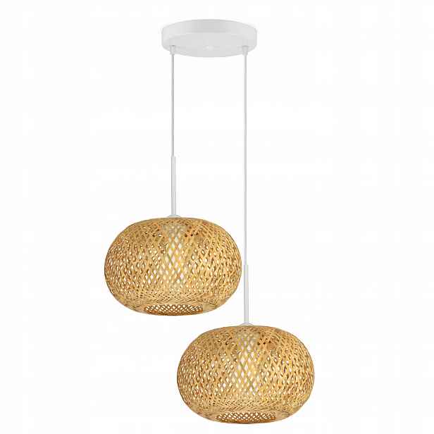 Závěsné Stropní Svítidlo Bambusová pletená Boho přírodní 581-EZ2 Led bílá