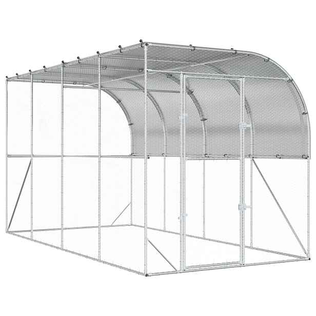 vidaXL Kurník proti zdi Stříbrná 600 x 150 x 215 cm Pozinkovaná ocel