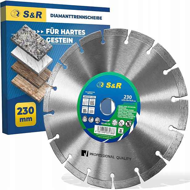 Diamentowa tarcza tnąca przemysłowa, 230 do granitu, kamienia, marmuru S&r