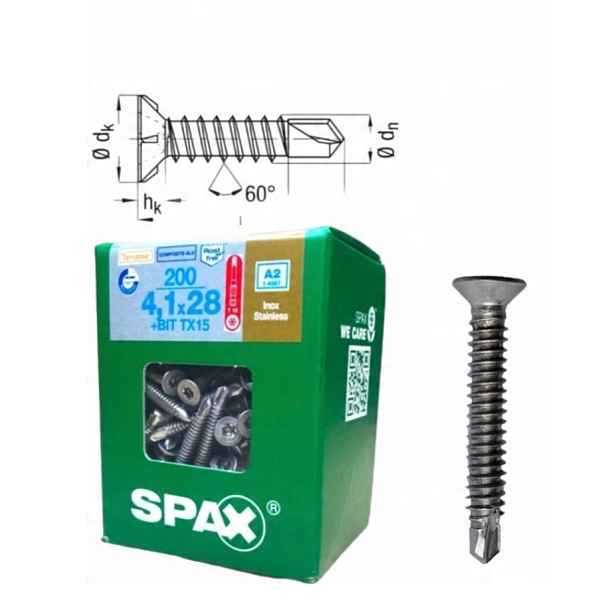 Terasové šrouby Alu 4,1 x 28 A2 Tx 200 ks Torx Spax pro kompozitní desku