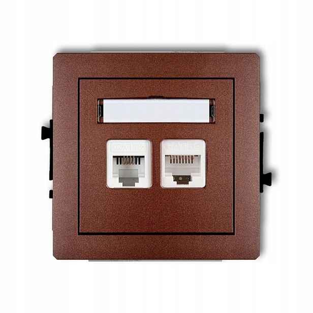 Zásuvka RJ11+RJ45 hnědá 9DGTK Deco Karlik