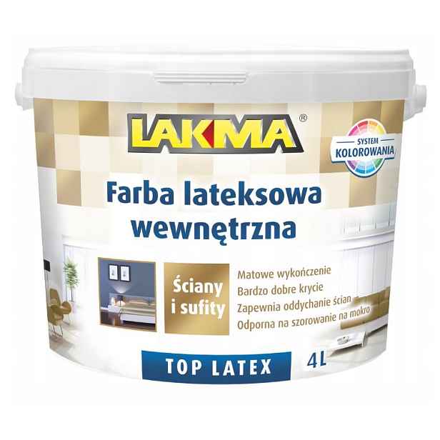 Barva Latexová emulze Bílá Matná Top Latex Lakma op.4 L
