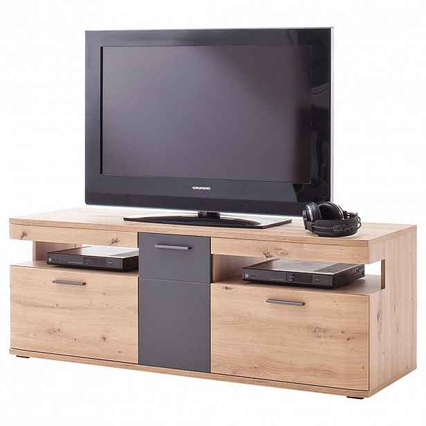 Livetastic KOMODA POD TELEVIZI, antracitová, barvy dubu, 150/55/50 cm
