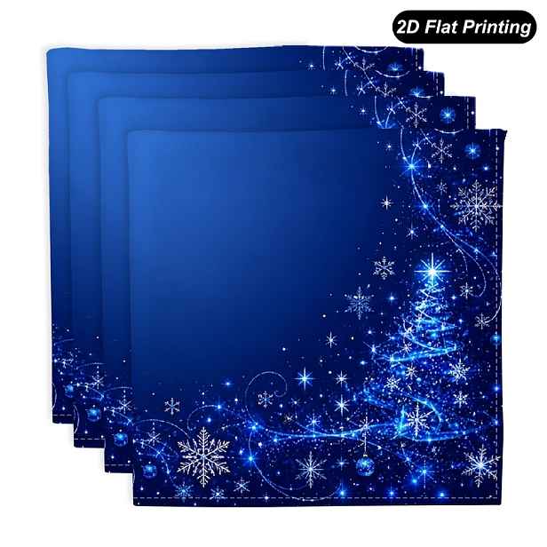 TEMU 4 ks Zimní Santa Sněhulák Soběta Dárky 2D Ploché Látkové Ubrousky Opakovaně Použitelné Jídelní Ubrousky Měkké Absorpční Ubrousky pro Každodenní