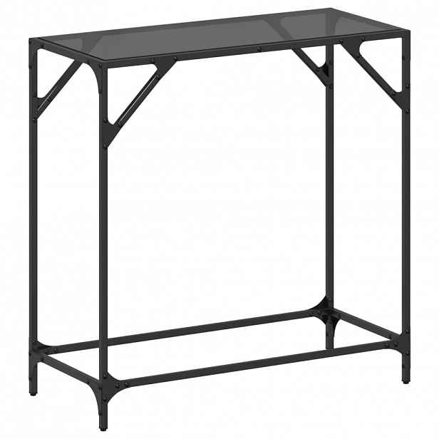 vidaXL Konzolový stolek s černou skleněnou deskou 80 x 35 x 81 cm ocel