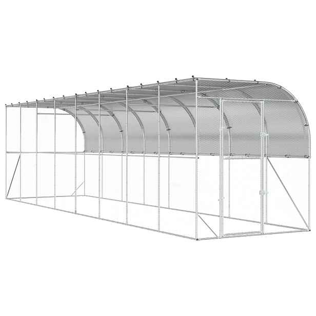 vidaXL Kurník proti zdi Stříbrná 600 x 150 x 215 cm Pozinkovaná ocel