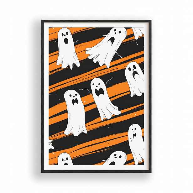 Halloweenský Plakát A3, černý dřevěný Rámeček , 30x42 cm