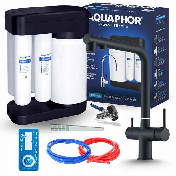 Černá Kuchyňská Baterie A Filtr Reverzní Osmózy Aquaphor Morion Pod Dřez
