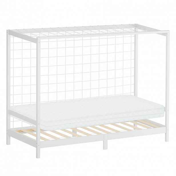 ML-DESIGN DĚTSKÁ POSTEL ve tvaru fotbalové brány s matrací 90 x 200 cm, bílá