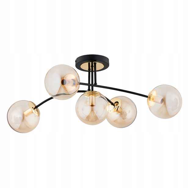 Stropní Svítidlo Alfa Latina Glamour 5xE14 10W Černo-zlatá Skleněné koule