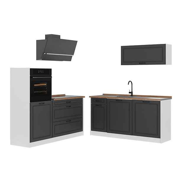 Vicco KUCHYŇSKÝ KOUT R-Line, Antracitový venkovský dům/Bílá, 160 cm pracovná doska Dub Goldkraft
