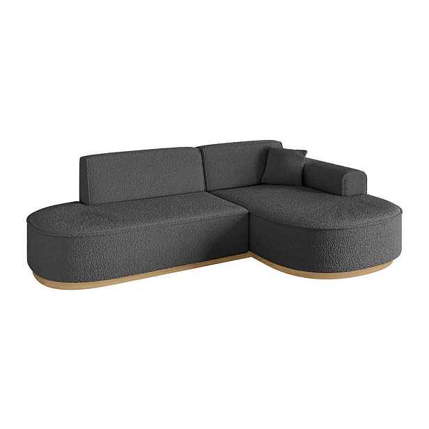 ALTDECOR ROHOVÁ SEDAČKA s otomanem, pravá MARI-L1-v2 243x171x83 Šedá Buklé
