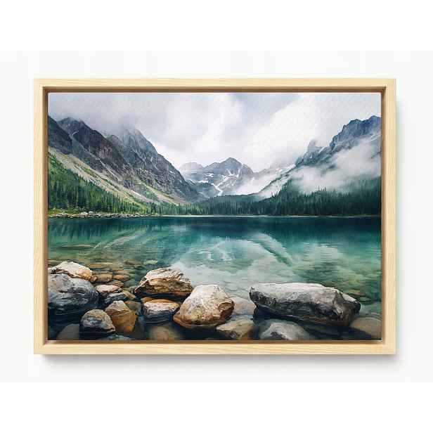 Obraz Rám American Box Horské Jezero Tyrkysová Voda Tatry Mlha 80x60