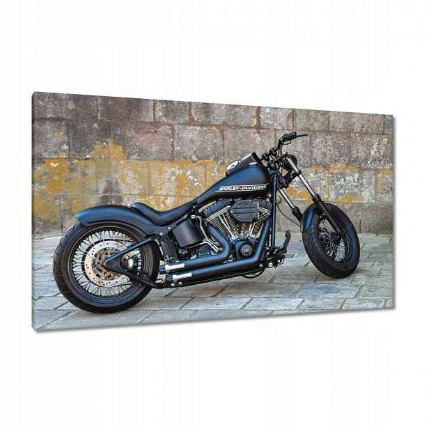 Obrazy 120x70 Harley Davidson Motocykl Černý mat